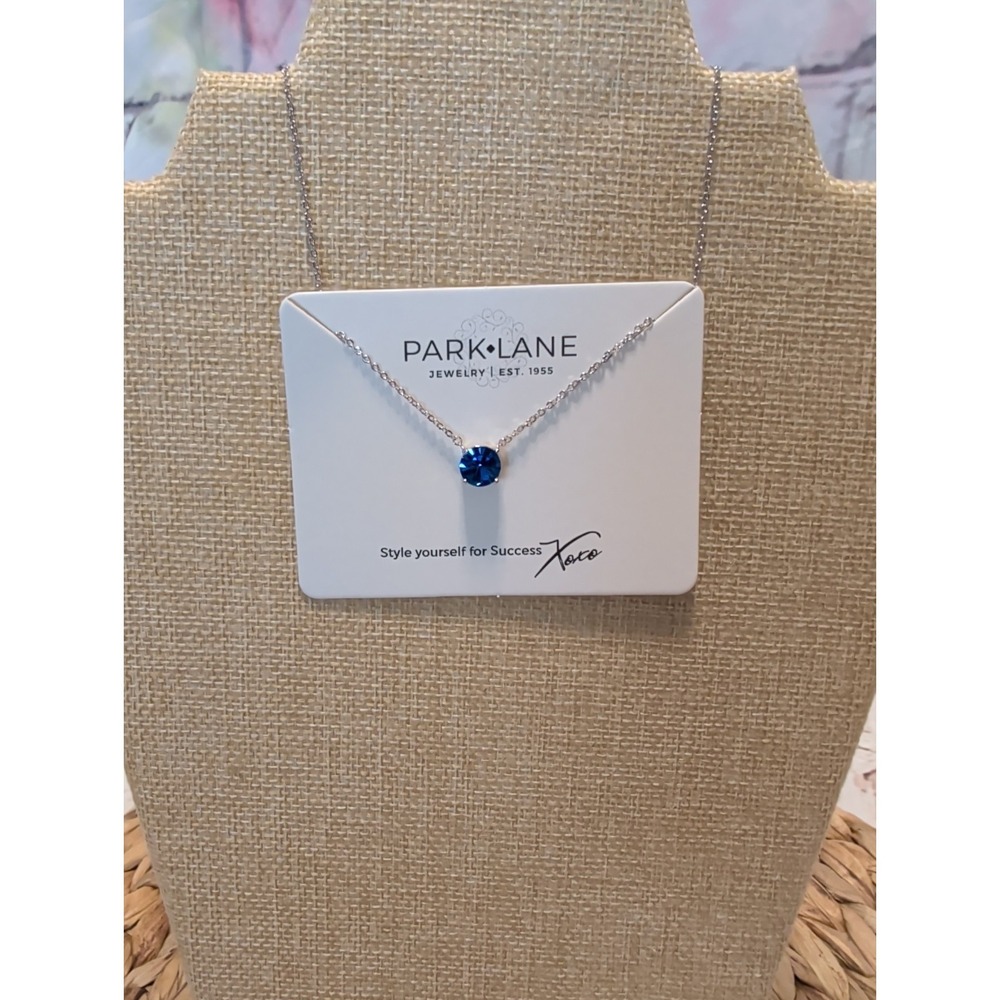 Park Lane Sapphire Impression Necklace Silver Tone NWT